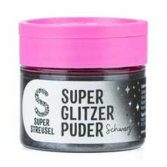 Jedlý Glitrový prach Super Streusel Black - Černý, 10g