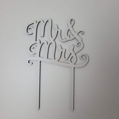 Zápich Mr&Mrs bílý dřevěný