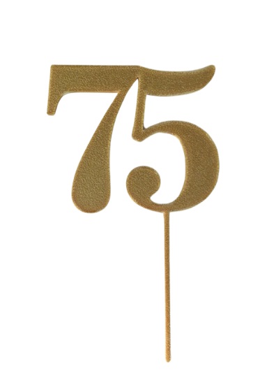 Dortový zápich číslo 75 zlatý
