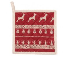 Bavlněná chňapka severské Vánoce červená