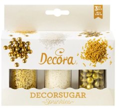 Decora cukrové zdobení, Bílá/Zlatá 85g