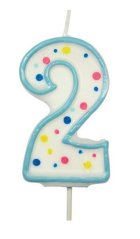 Dortová svíčka ve tvaru čísla modrá 2